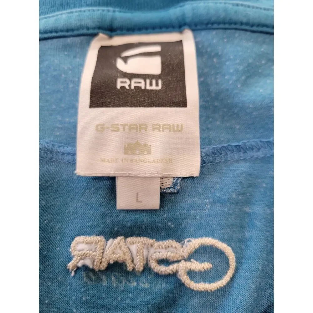 G-Star RAW Men's Size Large Slim Fit Crew-Neck Short Sleeve T-Shirt Blue‎